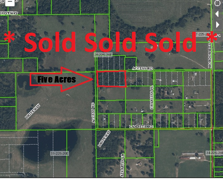 5 Acres Partly Wooded Hilltop, Owner Financing Available Brooksville, Hernando County, Florida 34602 Sold